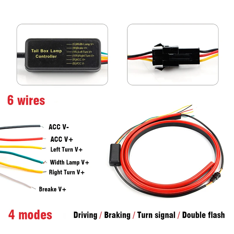 Flowing Flexible Red Car Additional LED Brake Light Multifunction High Mount Reverse Stop Signal Warning Lamp