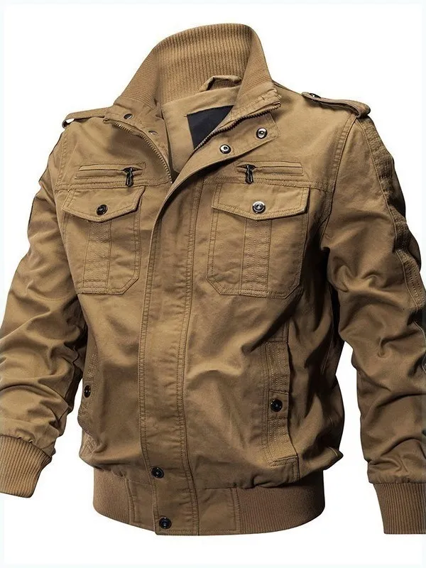 

Мужская рабочая куртка из чистого хлопка Thiened Fce с подкладкой, осенняя, городская, стильная, на молнии, длинный рукав, цветная