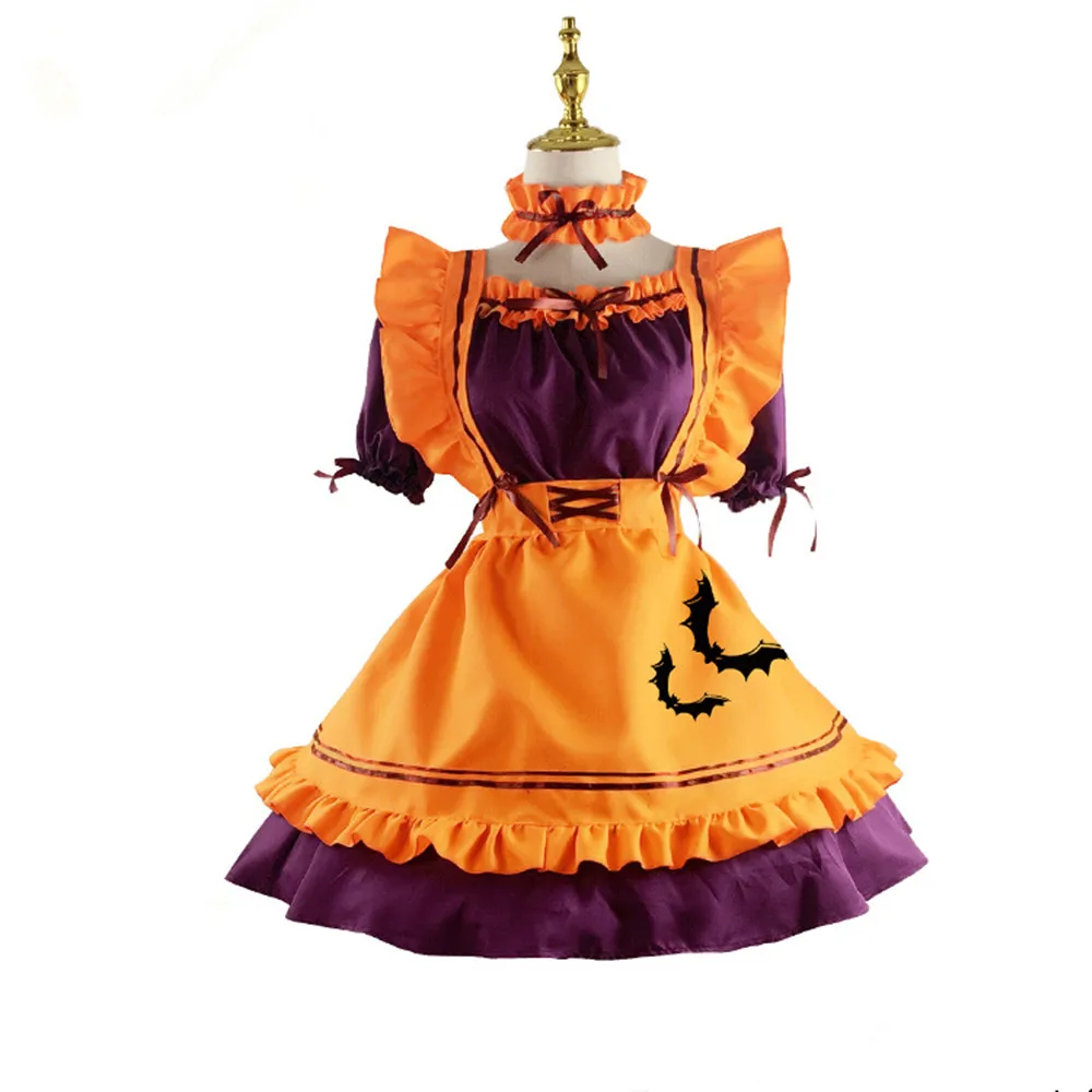 Anime Dienst mädchen Kleid Halloween Cosplay Kostüme Damen Schürze Dienst mädchen Outfits Lolita Kürbis Anzug Anime Party Prinzessin Kleidung