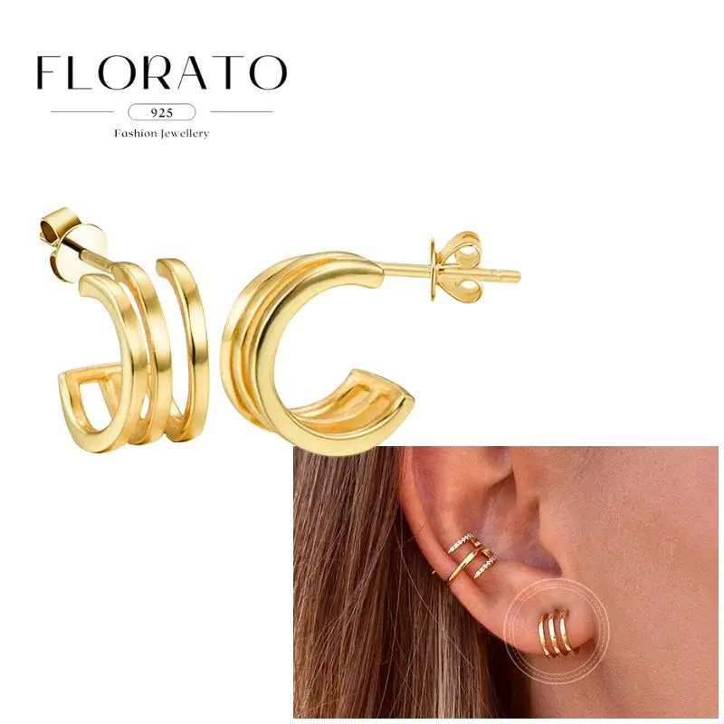 Knorpel-Ohrringe aus 925er Silber, modische C-förmige Zirkon-Ohrstecker, europäische und amerikanische geometrische Piercing-Ohrringe für Frauen, Schmuck