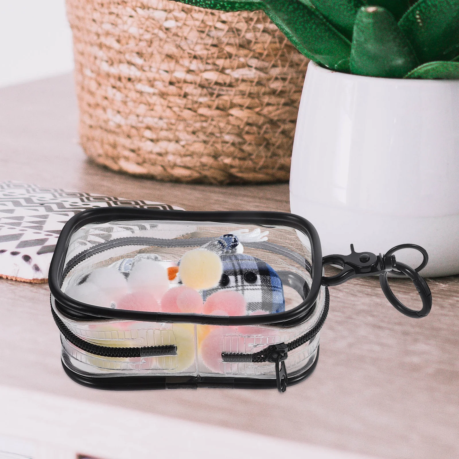 

2 Sets Transparent Storage Bag Figure Display Case Clear Keychain Showcase Small Action for Figures Man