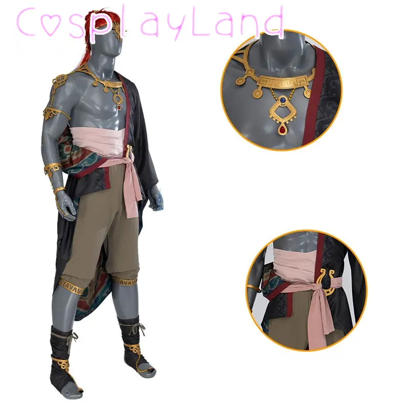 Gioco lacrime del regno demone re ladro Ganondorf Cosplay completo completo Canival Halloween uomo vestito gioco di ruolo Costume