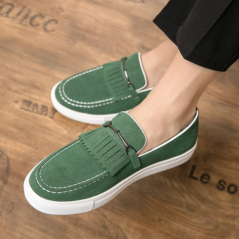 Trend Yellow Suede Loafers For Men Original Comfortable Slip-on Men's Moccasins Fashion Flat Casual Shoes Men mocasines hombre