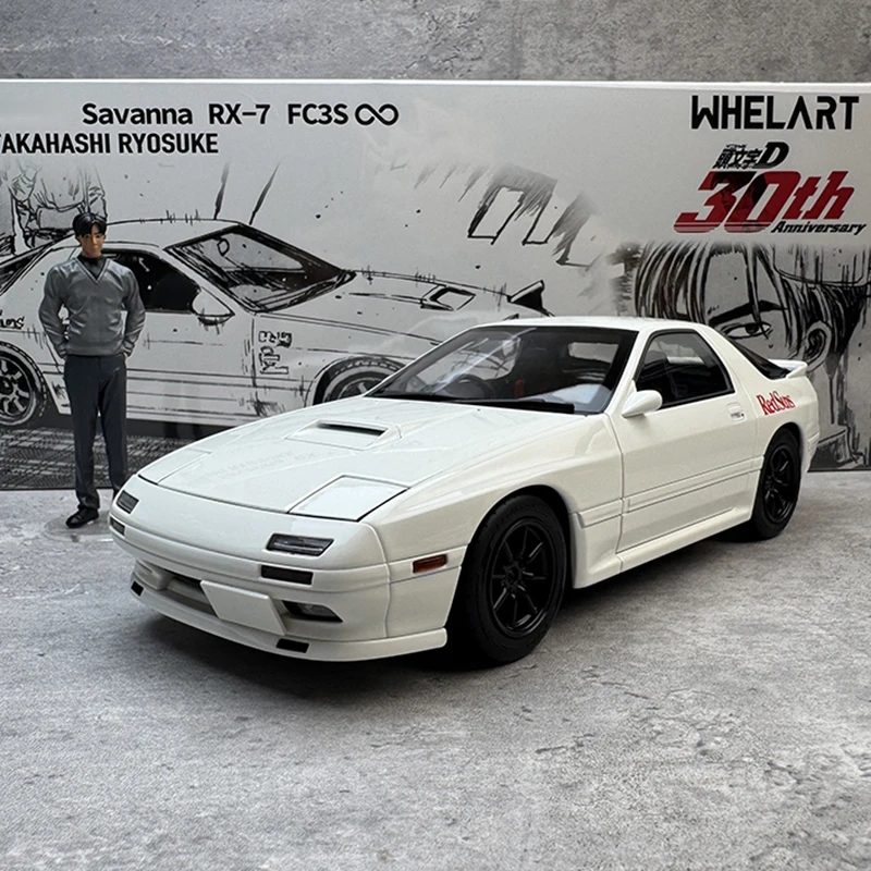 WHELART 1:18 para RX7 Initial Text D 30th Anniversary, modelo de coche de aleación para colección y apreciación