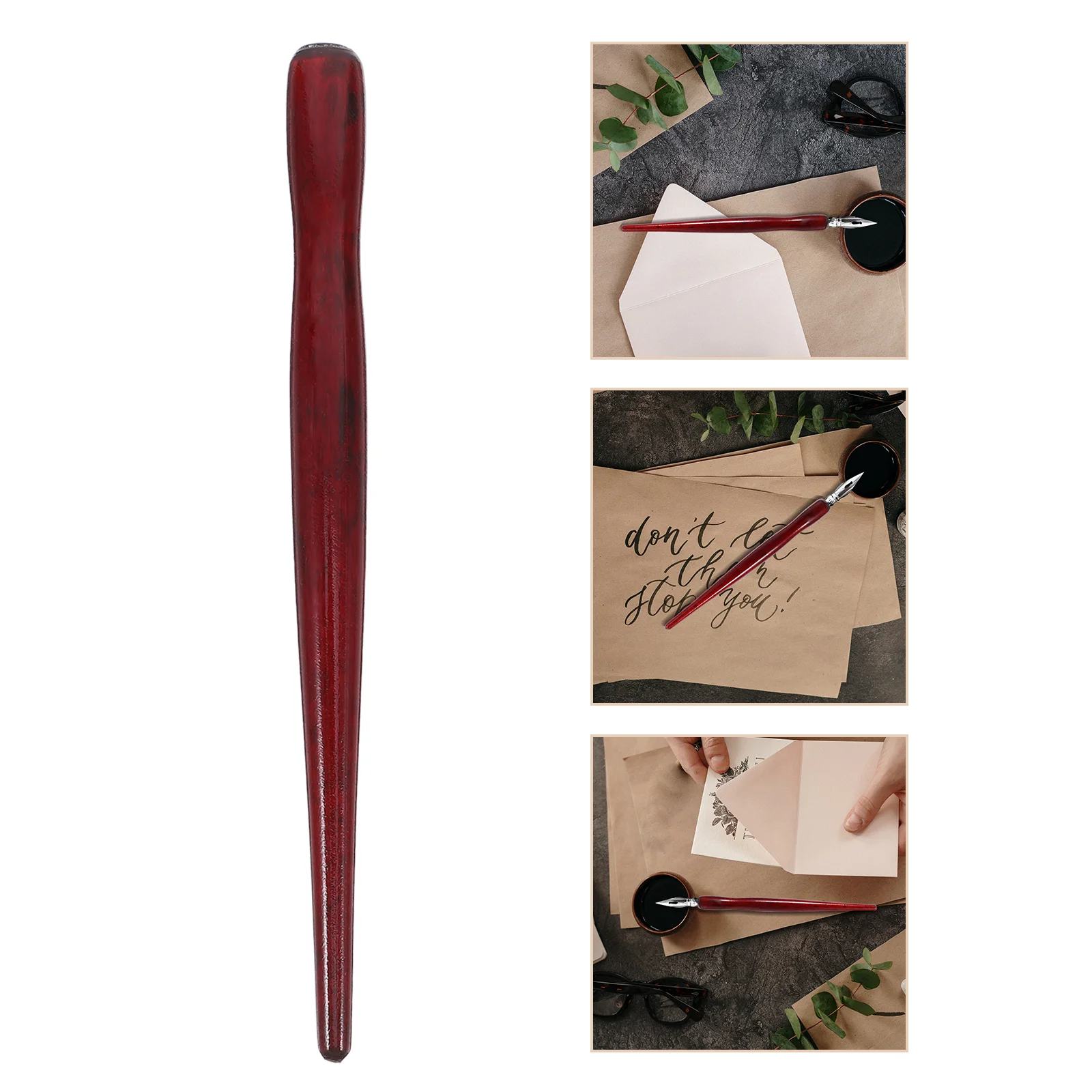 

5pcs Elegant Wooden Dip Pen Holders Wood Dip Pen Handles Multifunctional Calligraphy Holder Painting Pen Holder