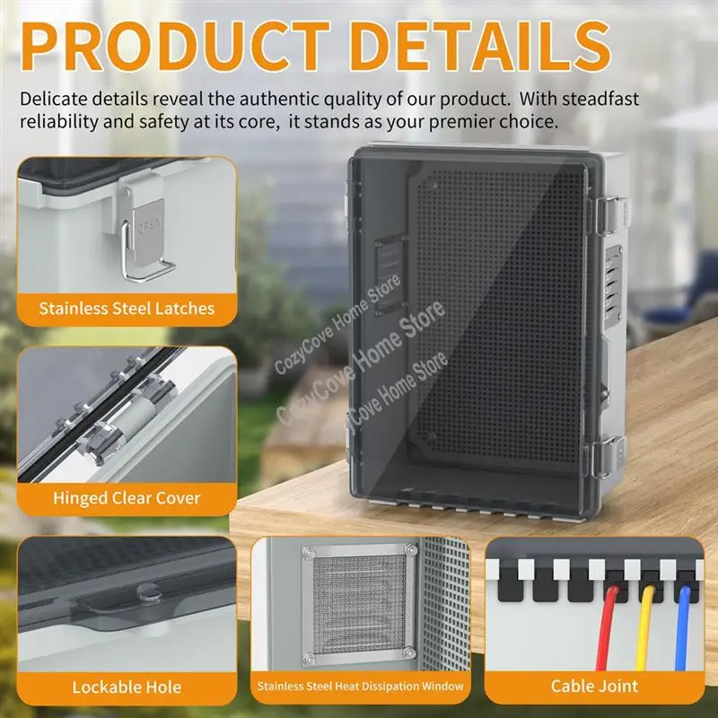 

Outdoor Plastic Waterproof Distribution Box With U-Shaped Hole Outdoor Hinge Power Box Outdoor Waterproof Junction Box-A27R