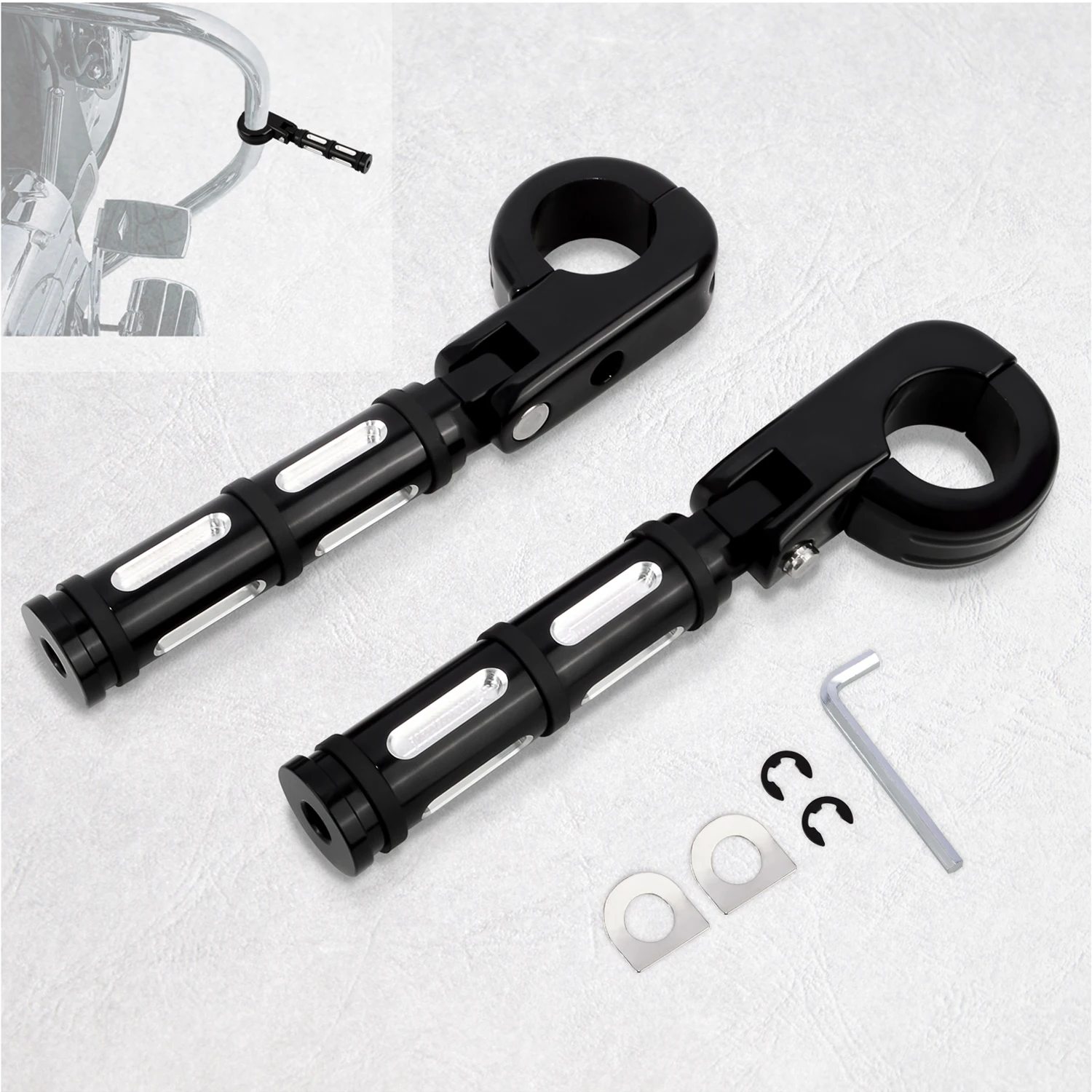 

1.25" 32mm Motorcycle Highway Clamp Foot Pegs Engine Guard footrest For harley Touring Softail Sportster Fat Boy Dyna FXD Honda