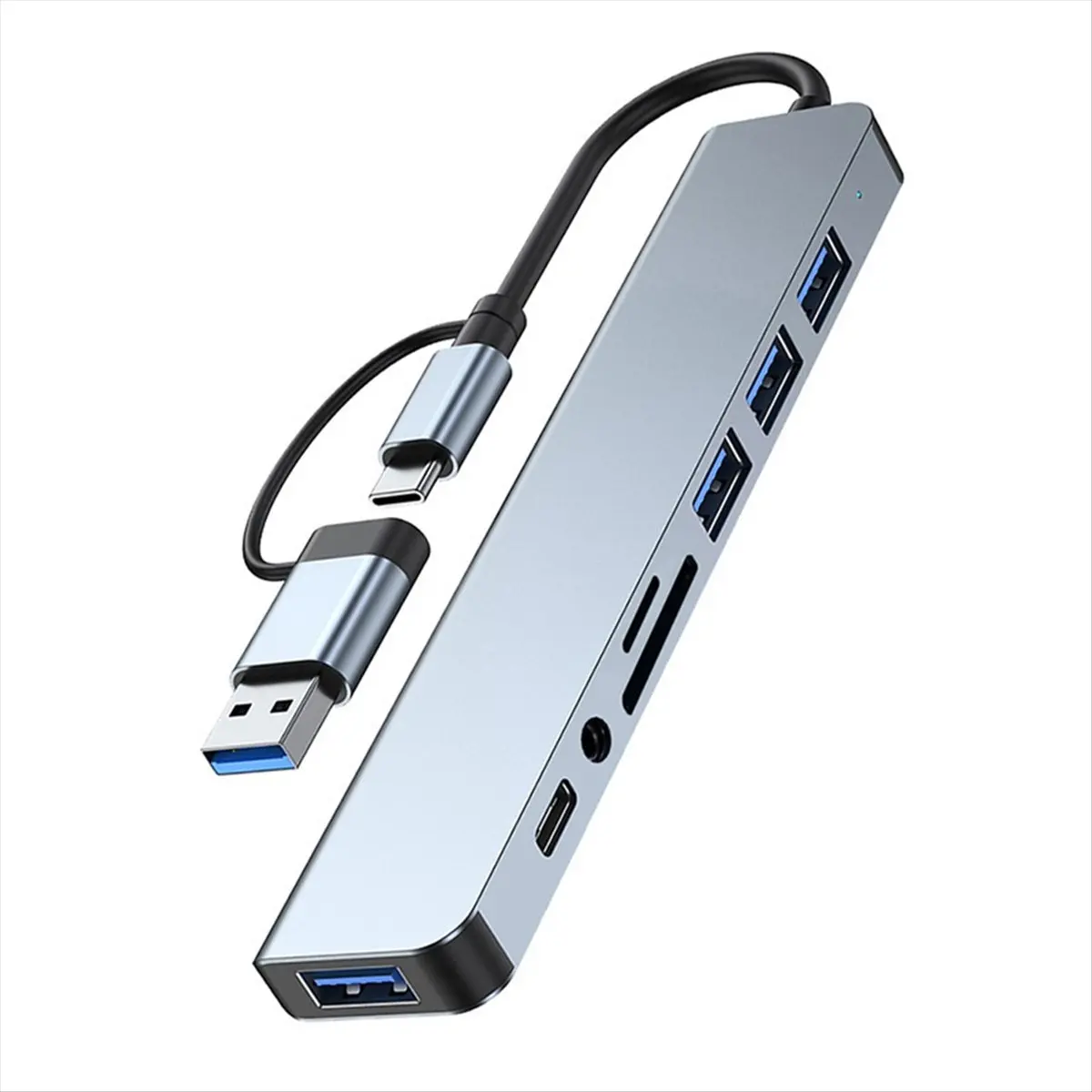 Friendly!8 in 2 USB +Type C HUB Docking Station with 3.5mm Audio Jack Adapter SD Card Reader Laptop Tablet Disk Converter