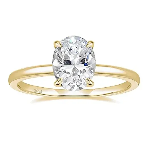 Women's 925 Silver Oval Solitaire CZ Wedding Ring