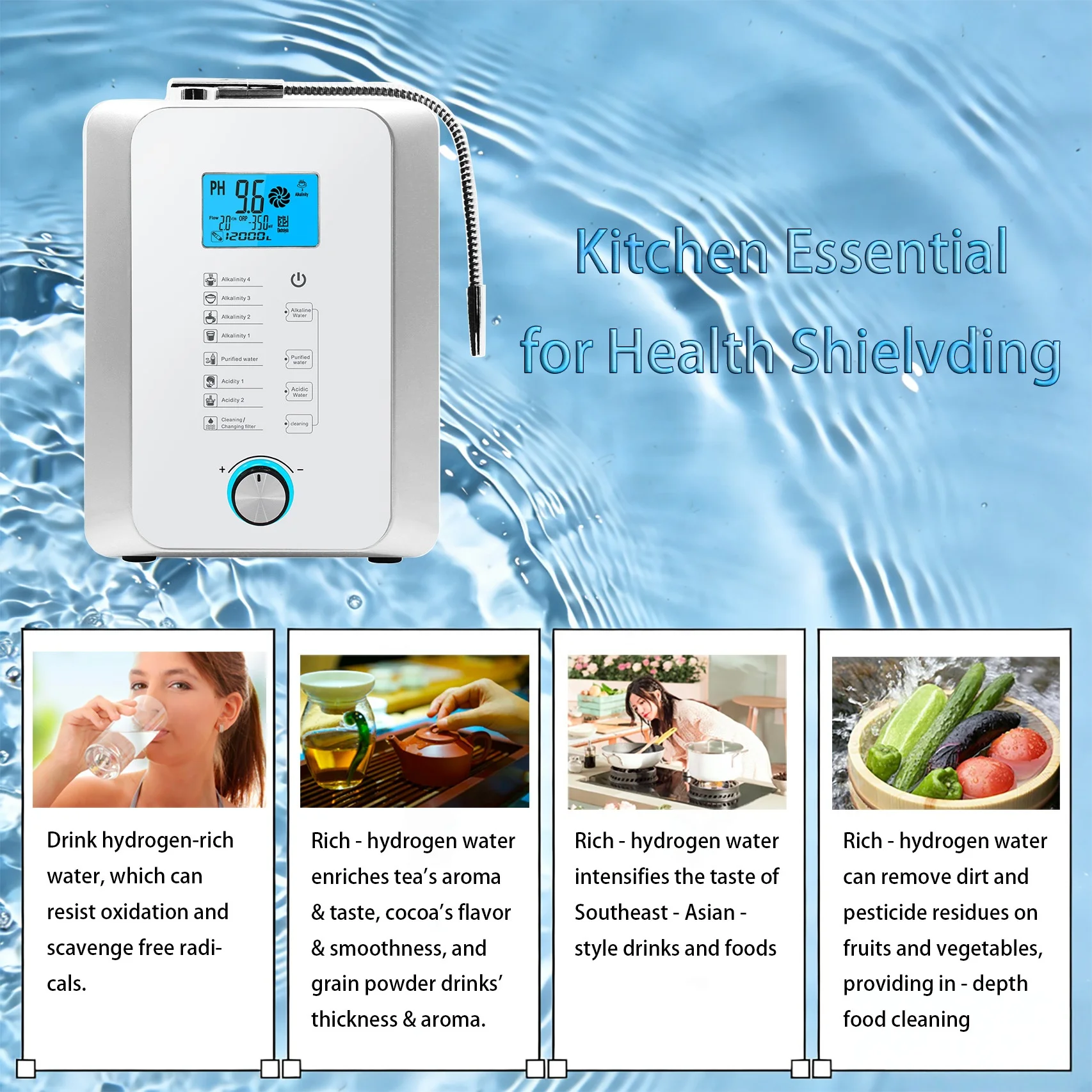 Electric Alkaline Water Ionizer Hydrogen Water Generator 5/7/11 Plates