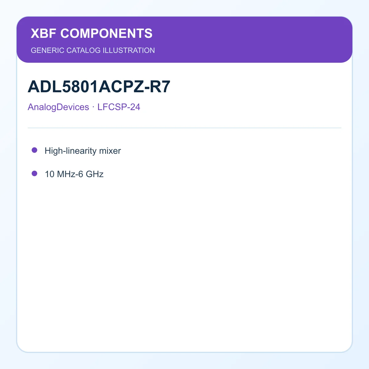 AnalogDevices ADL5801ACPZ-R7 RF Component High-linearity mixer, 10 MHz-6 GHz LFCSP-24