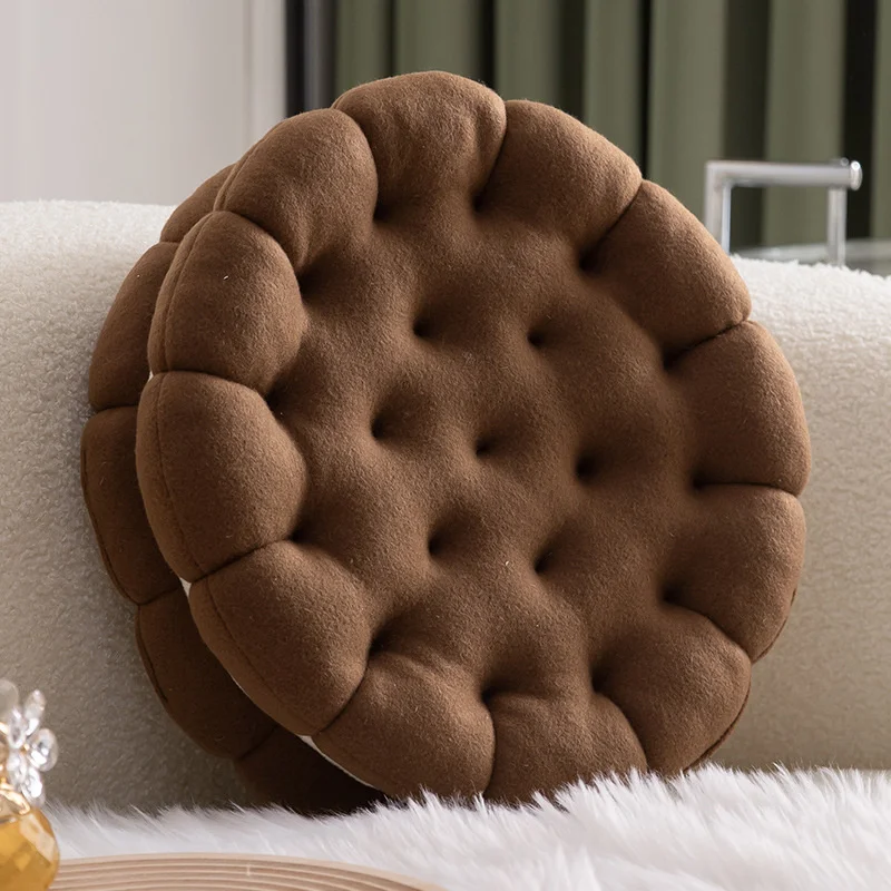 Cookie Plush Cushion Pillow Soft Thickened Biscuit Shape Sofa Backrest Nap Pillow Home Bedroom Chair Pad Gift