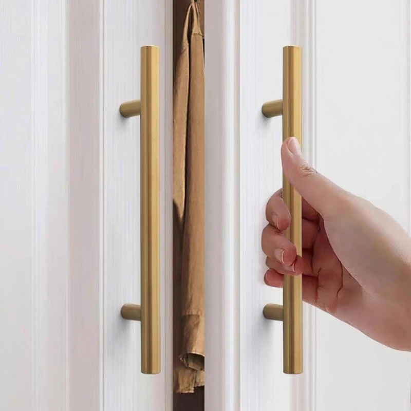 T Bar Stainless Steel Drawer Handle Straight Kitchen Long Cabinet Closet Knob Black Silver Furniture Handles Wardrobe Door Pull