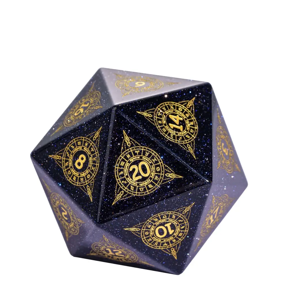 

Cusdie 35MM D20 Stone Dice New Pattern 20 Sided Dice Single D20 Gemstone Polyhedral Dice for Role Playing Game Collection Gift