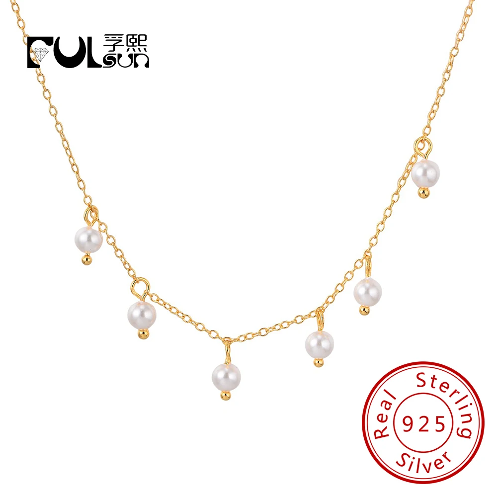 

Fashion 925 Silver Jewelry Wholesale 925 Sterling Silver Small Real Pearl Freshwater Pearls Gold Plated Necklaces Women