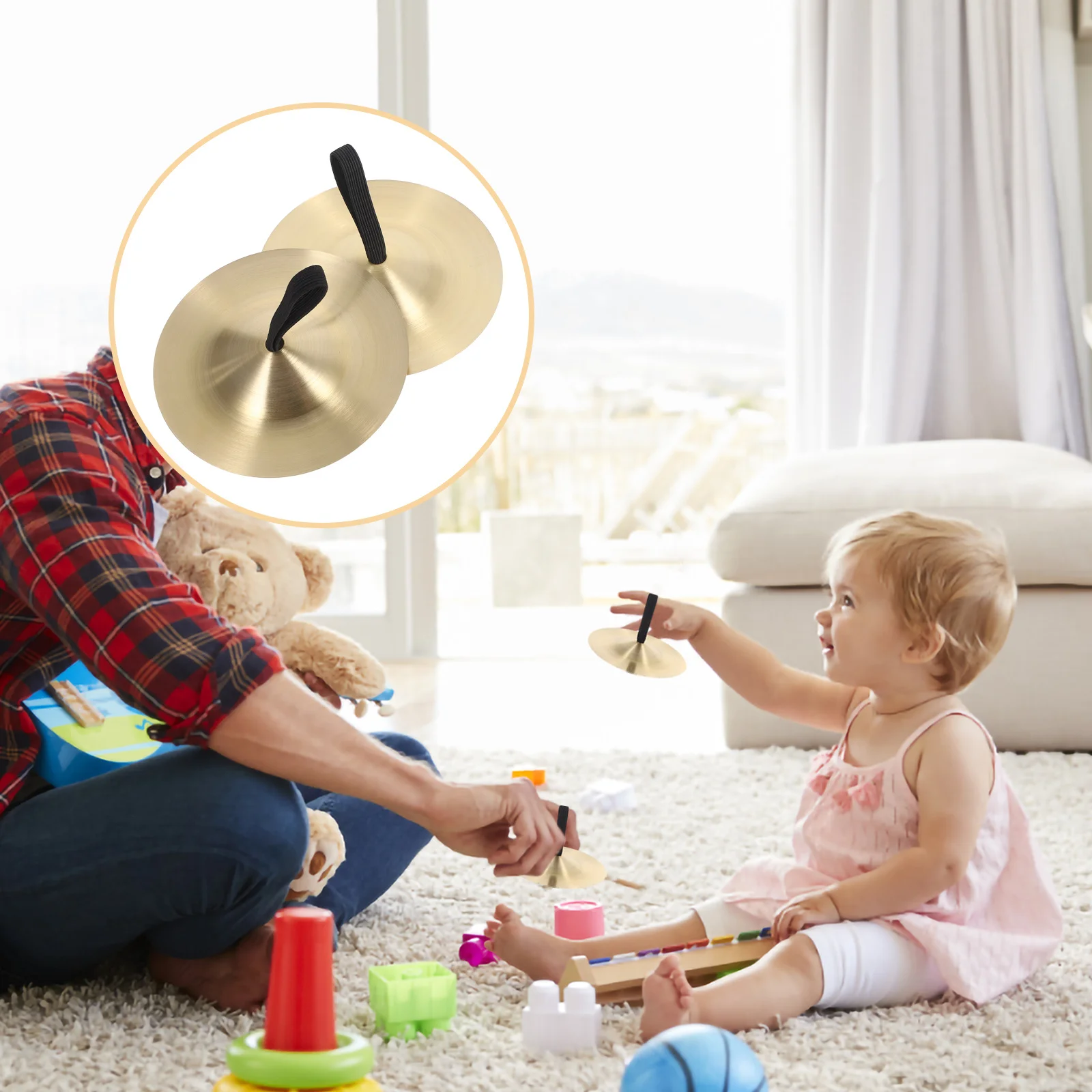 

1 Pair Kids Hand Cymbals Mini Finger Percussion Instruments For Music Education Copper Cymbals Dancing Orff Instruments Musical