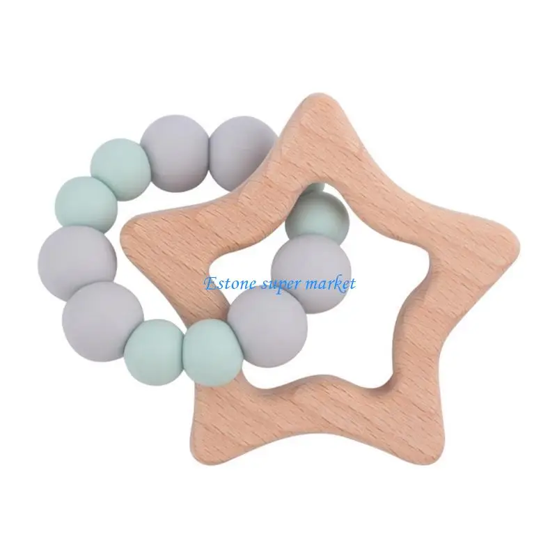 

090B Wooden Teething Beads Rattle CrochetRattle Toy Nursing Bead Pacifier Chain