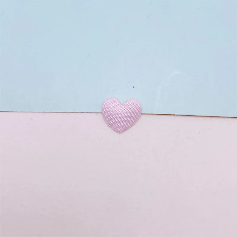 100 Stück 1 cm gepolsterte kleine Herz-Applikationen für Kinderhüte, Näharbeiten, DIY-Haarspangen-Zubehör, Stoffaufnäher – Detail 8