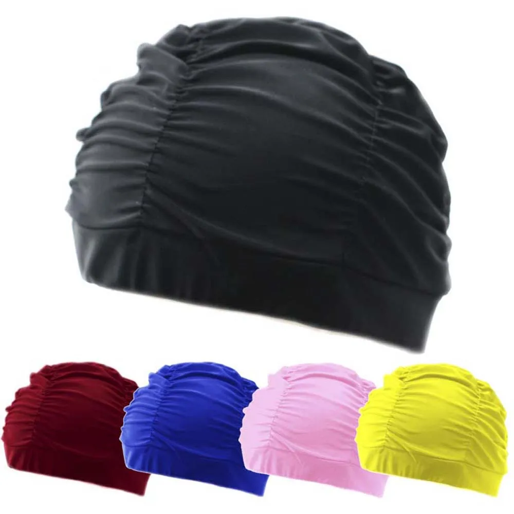 

Long Hair Men&Women Bathing Turban Elastic Waterproof Swim Pool Hat Ear Protect Diving Hat Swimming Caps