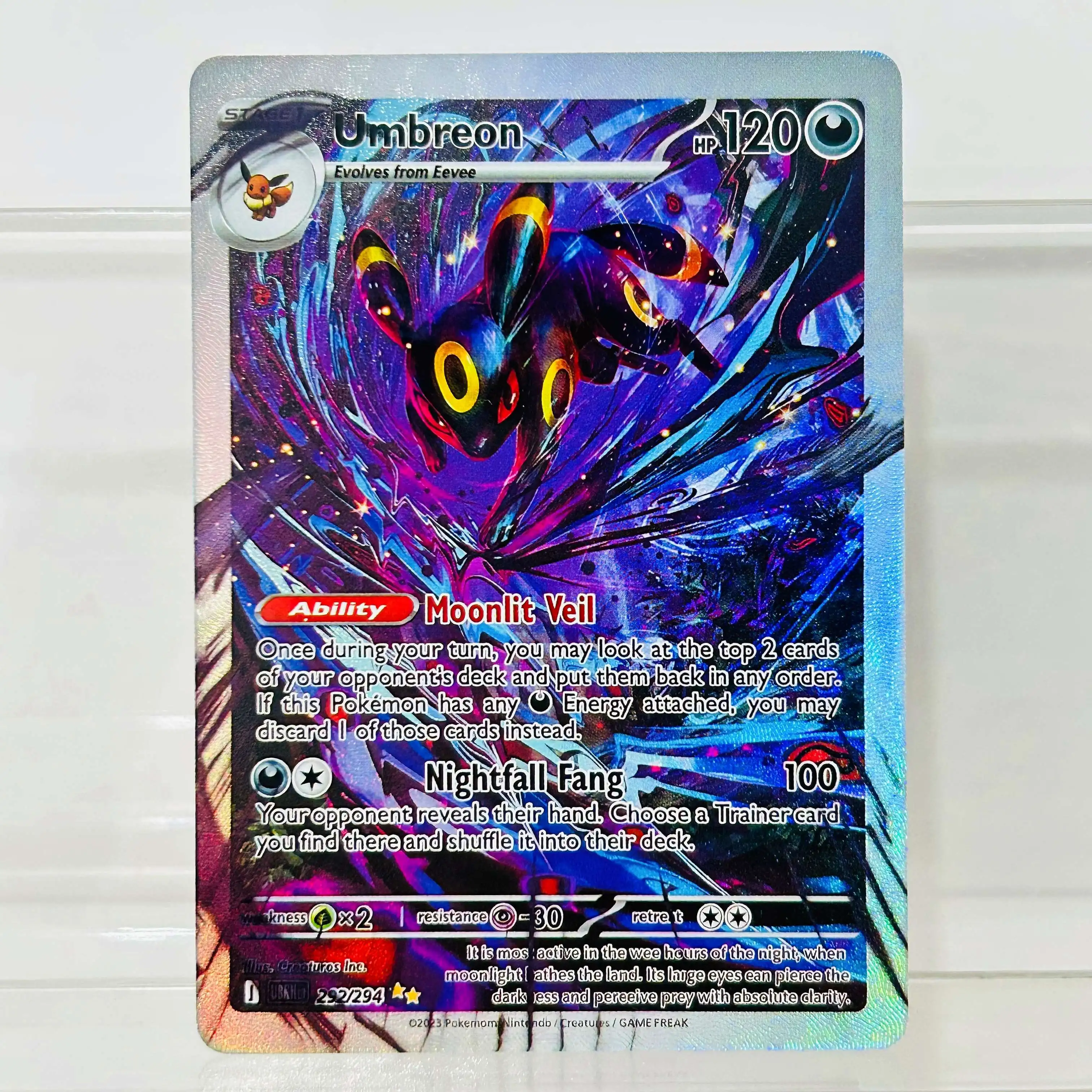 Umbreon 292/294 Englische Version Sammelkarten-Qualität DIY Holografische Textur Guter Zustand Premium Anime-Sammelkarten