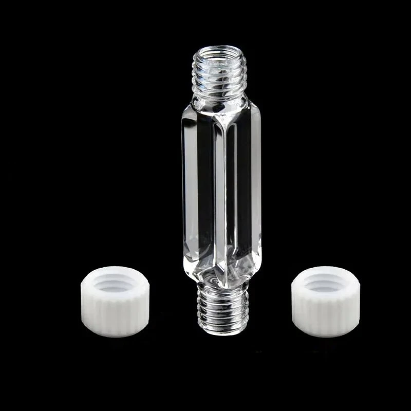 1PC Quartz Micro Flow Cell Colorimetric Dish, Threaded Joint 1.4ml, Four Sided Transparent, UV Transparent, Slit Type