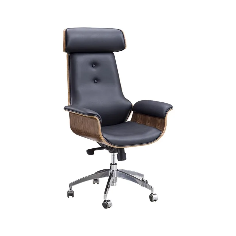 Manufacturer Customized Wooden Frame, High-quality Leather, High-back Rotating Administrative Office Chair