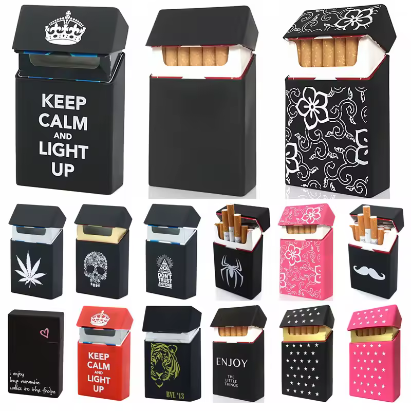Skull Gift Hold 20 Cigarettes Silicone Cigarette Case Cover Man Women Smoking Cigarette Box Sleeve Pocket Cigarettes Pack Cover