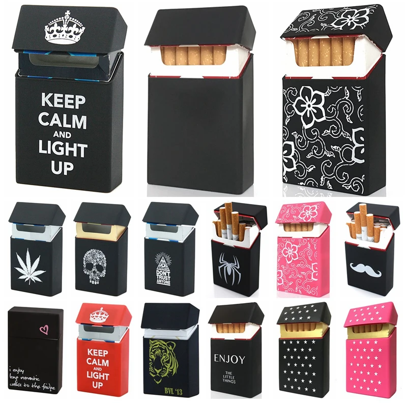 Skull Gift Hold 20 Cigarettes Silicone Cigarette Case Cover Man Women Smoking Cigarette Box Sleeve Pocket Cigarettes Pack Cover