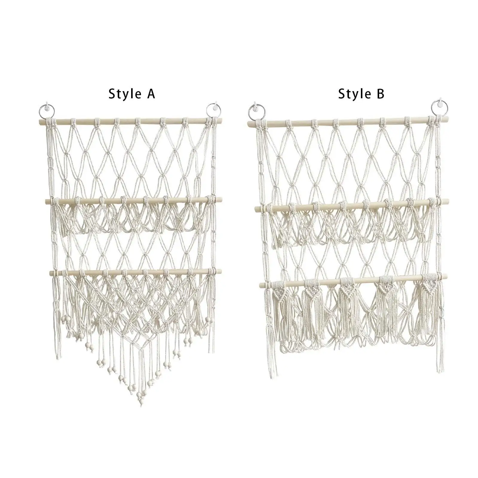 Stuffed Animals Net Hand Macrame Hanging Hammock Plush Toy Organizer Boho Wall Corner Net Holder for Nursery Room