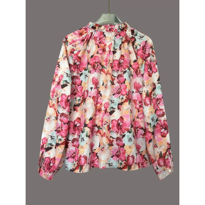 Mode Gedruckt Casual Dünne O Neck frauen Hemd Frühling und Herbst Koreanische Lose Einreiher Neue Street Style Damen hemd 12