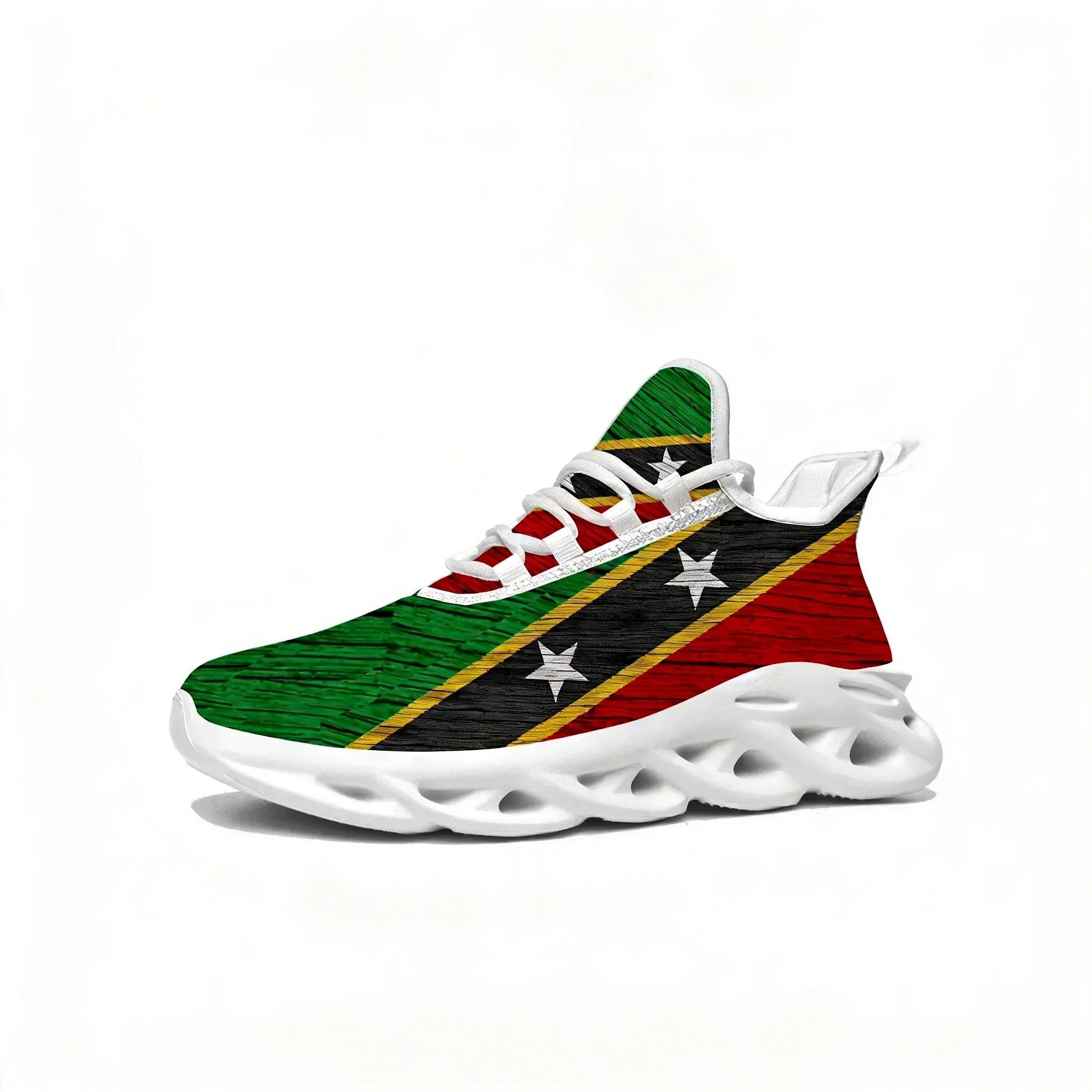 St Kitts and Nevis Flag Flats Sneakers Mens Womens Sports Running Sneaker Lace Up Mesh Footwear Tailor-made Shoe