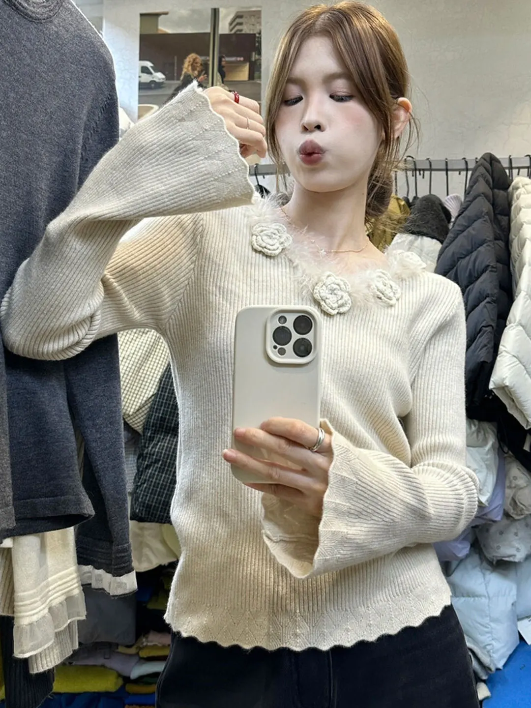 

Модный пушистый вязаный свитер для женщин, осенне-зимний, облегающий, базовый слой, трендовый, из полиэфирного волокна