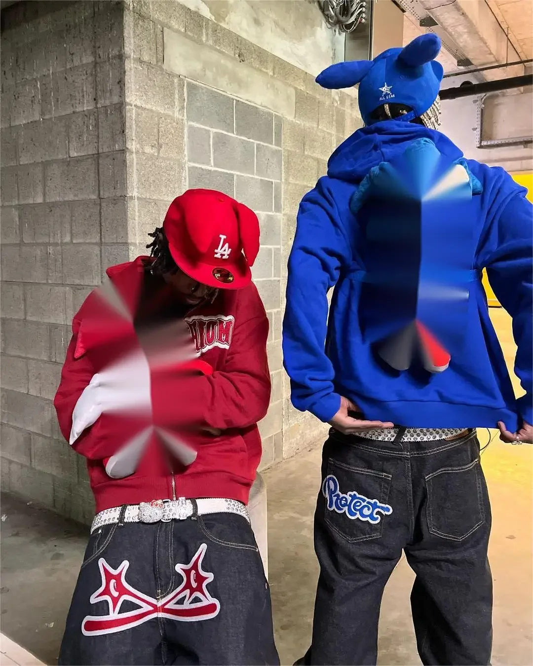 Y2k European and American hot style street loose casual printed jeans men's high-quality fashion straight-leg wide-leg pants