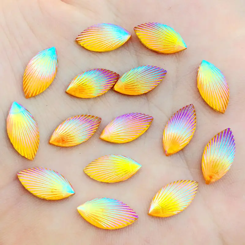 7*15mm Shell Horse Eye Shape AB Rhinestone Clothing Accessories Phone Flat Back Party Decoration.80pcs -A34