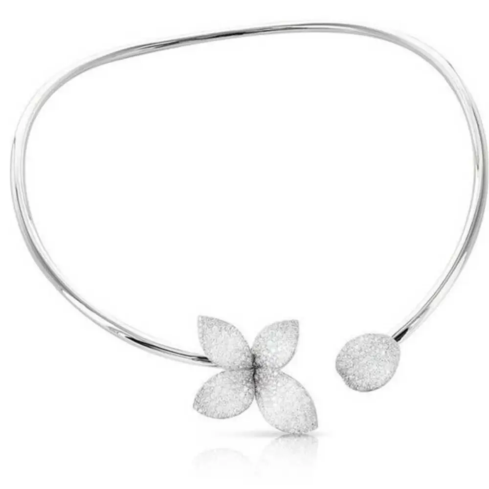 Gorgeous Crystal Flower Choker Necklace High Quality Women Wedding Gift Exquisite Torques Boho Bridal Open Necklace Adjustbale