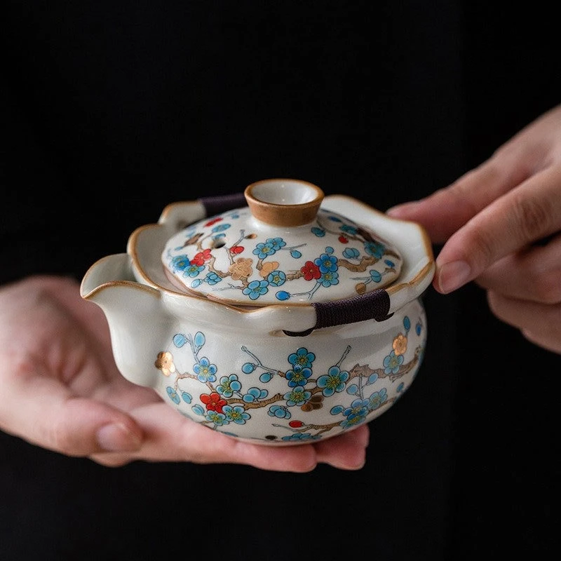 

Jinmei Ru Kiln Ручной одиночный чайник, противоожоговой чайный сервиз кунг-фу, керамическая чашка цвета эмали, чайник для заваривания