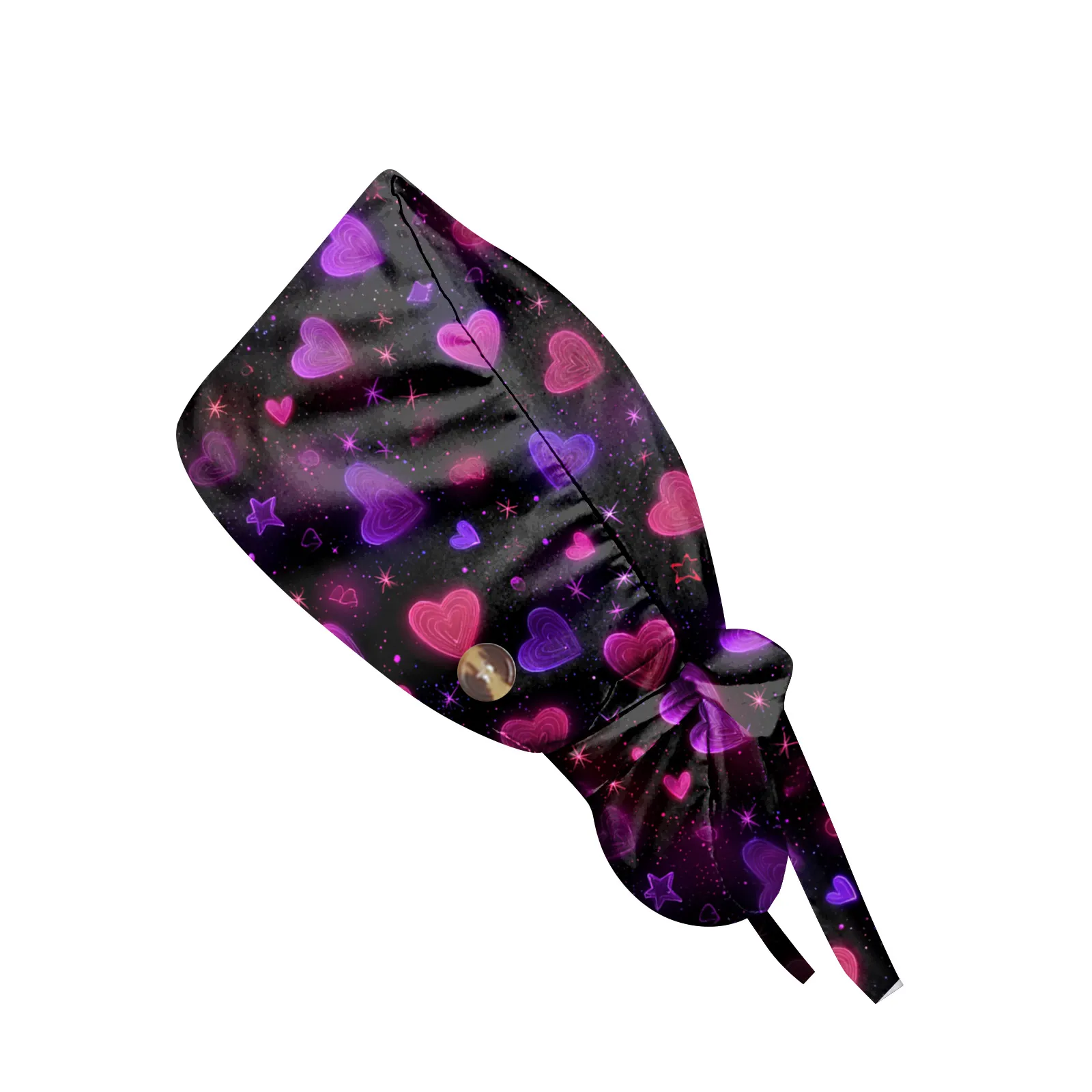 Pure Cotton Surgical Cap Long Hair Style Nurse Hat Workwear Head Cover Heart Finish for Female Healthcare Professional