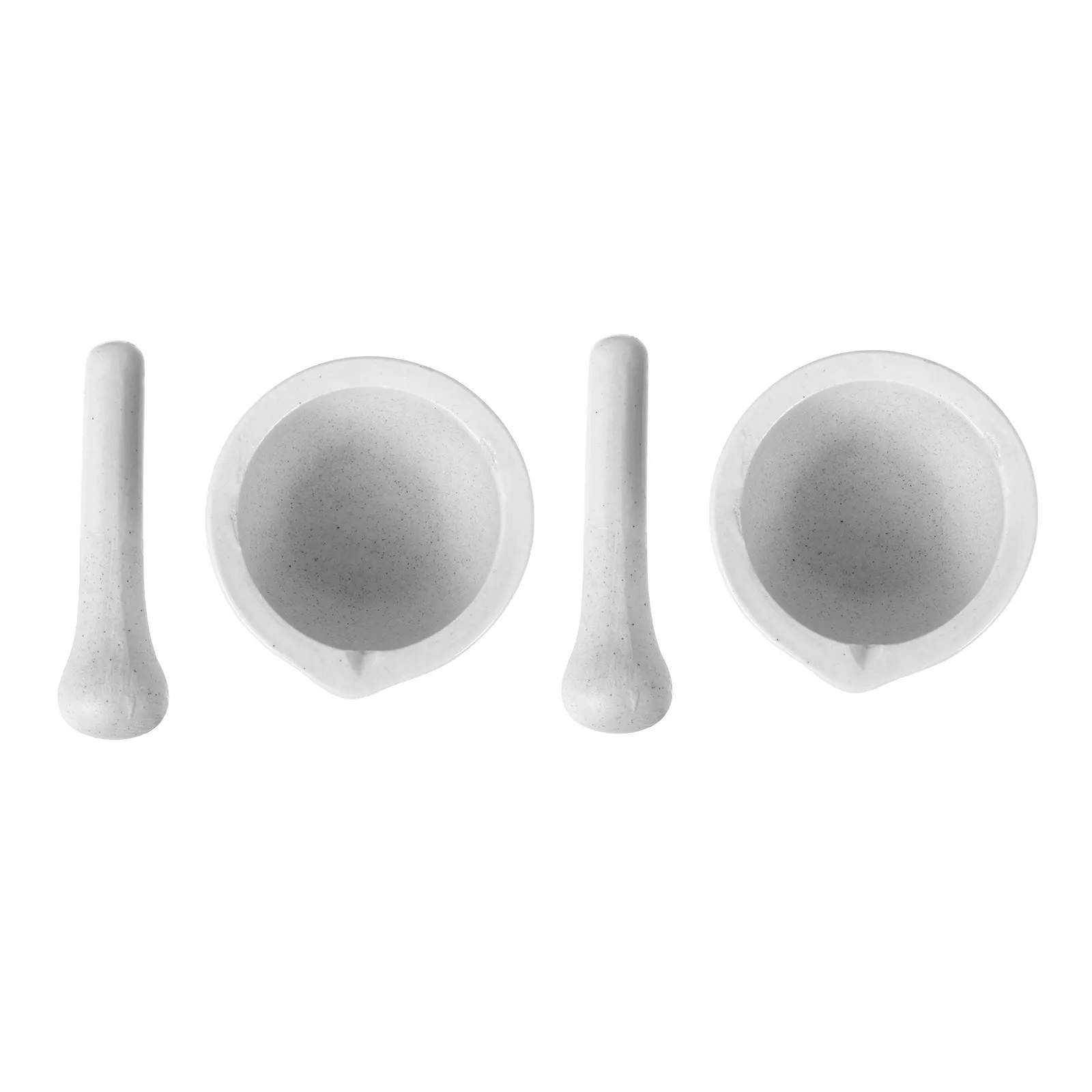 2Sets Porcelain Medicine Masher Bowl with Pestle Sturdy Counter Stable Grinding Function Ergonomic Comfortable Handle