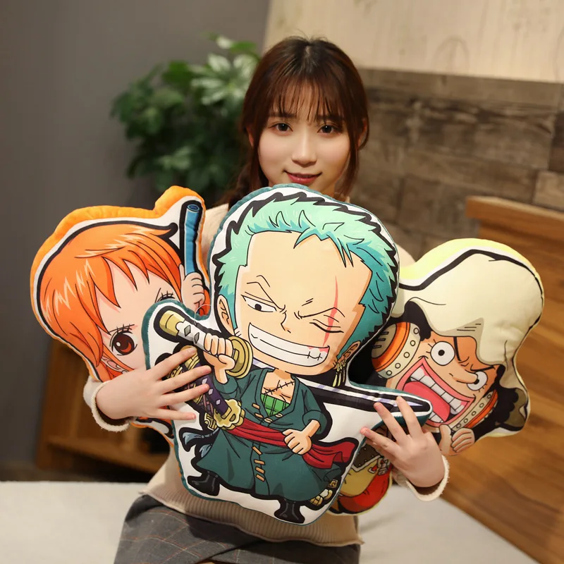 Cute Stuffed Anime Back Cushion Luffy Zoro Nami Chopper Throw Pillow Soft Comfortable Cuddly Plushies Home Decor Christmas Gifts