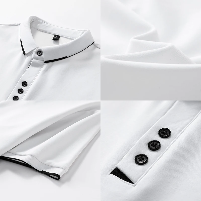 Plus Size 7XL 8XL Summer Elegant T Shirt Men Short Sleeve Turn Down Collar 95% Cotton Soft Solid Color Tops Tee Men T-shirt image 5