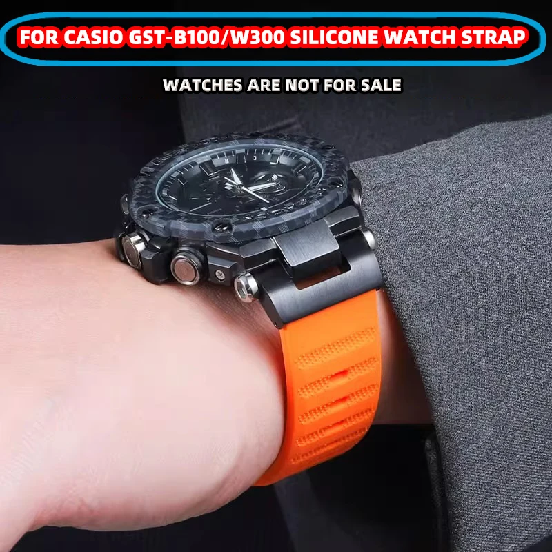 For Casio GST Strap Casio GST-210D/S100D/MS10D/W110d/W300 Sports Waterproof Silicone Strap