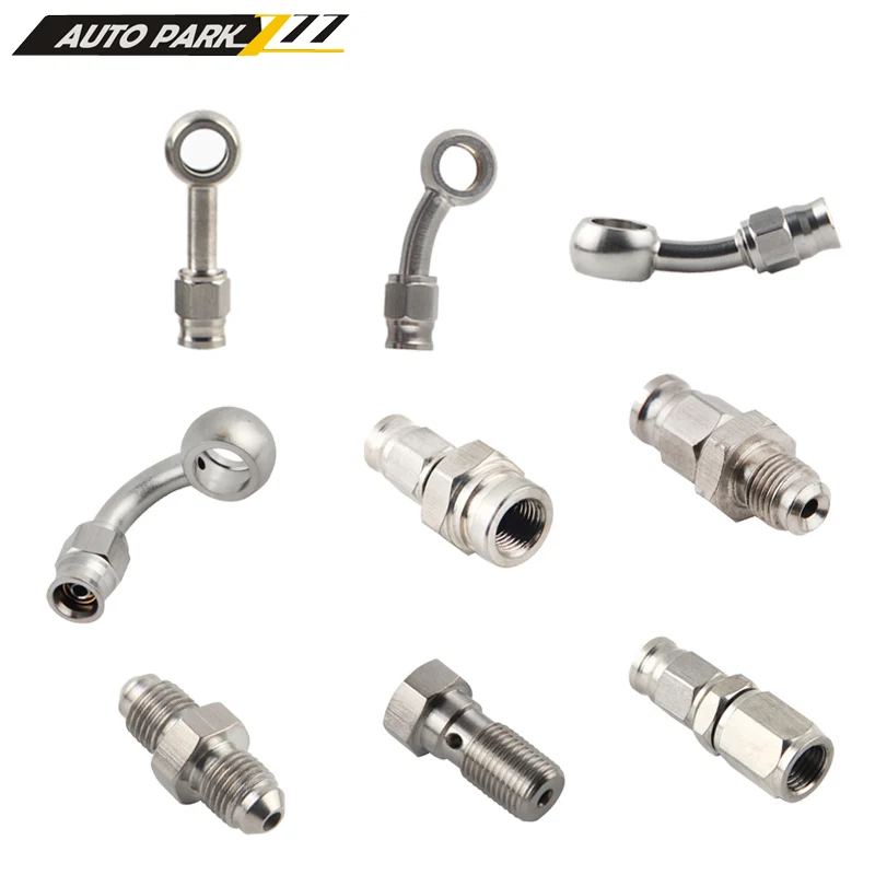 AN3 10mm Stainless Steel Banjo Eye Brake PTFE Hose Fitting/Hose Ends Adapter For Car Auto Motorcycle 0 Degree/28 Degree