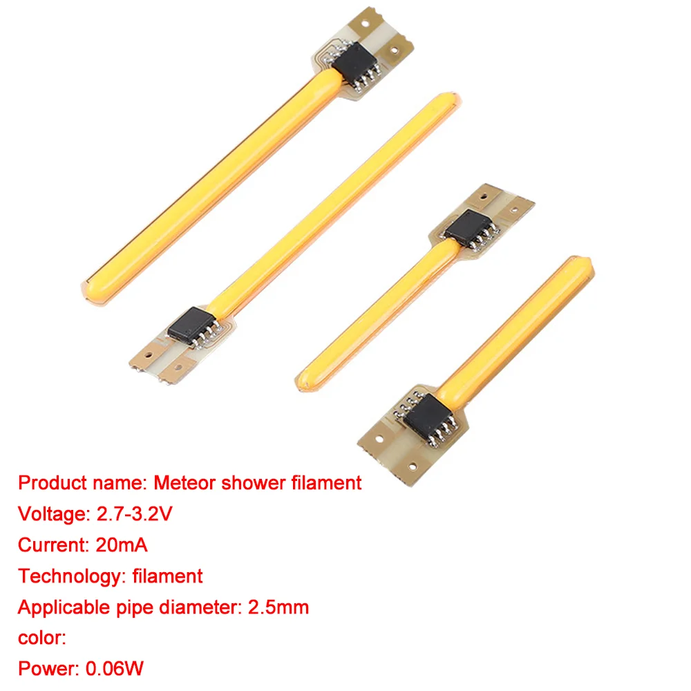 LED COB Meteor Shower Flowing Water Lamp LED Filament DC3V 58mm 70mm Diode Incandescent Light Accessories Christmas Decor Light