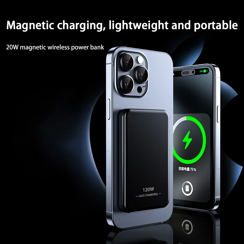 Xiaomi 50000mah Power Bank Magsafe Mobile Power Bezprzewodowy Power Bank Bezprzewodowe ładowanie magnetyczne Odpowiednie dla iPhone Samsung