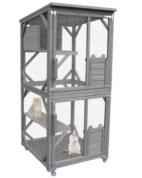 

Luxury cat villa wooden cat cage fully transparent solid wood cat nest cat house household small apartment cat cage