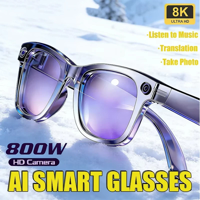 

Умные AI-очки с записью 8K, распознаванием фото, Bluetooth-звонками и функцией перевода, унисекс, для любых сценариев использования (мужчины и женщины)