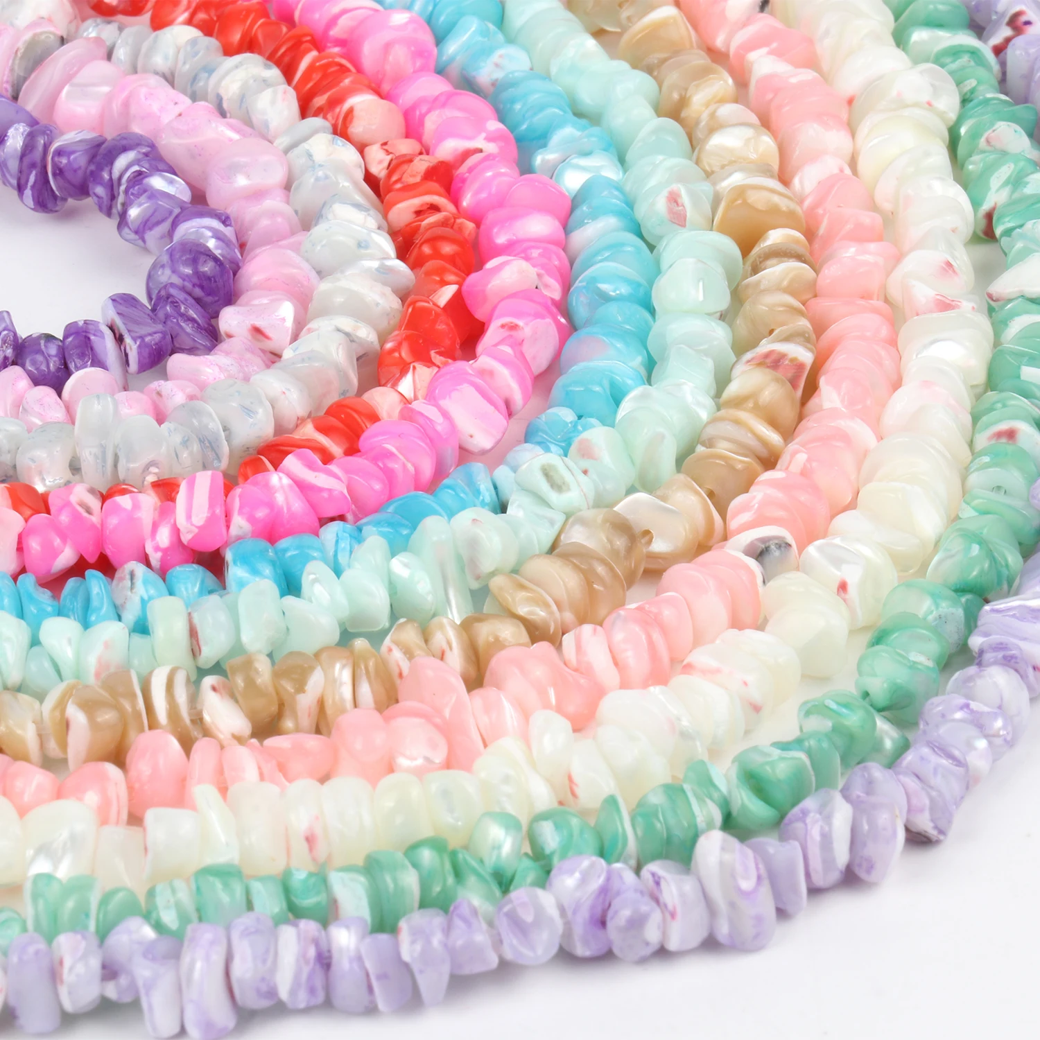 Natural Rose Irregular Shiny Shell Beads Loose Spacer Pink Beads Mother of Pearl Shell Bead for DIY Bracelets Earrings Necklaces