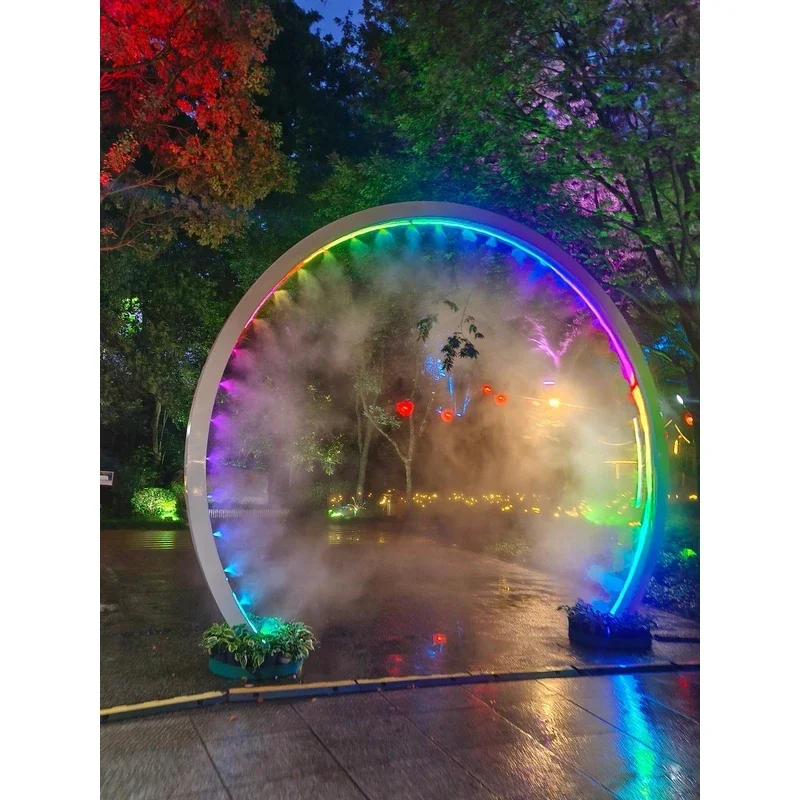 Water mist door Internet celebrity ring spray landscape installation Park scenic outdoor interactive warm field petal rotating