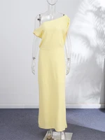 Off-shoulder Linen Maxi Dresses Women's Slim Waist-cinching Hip-wrap Ankle-length Dress 2026 New Ladies Summer Solid Outwear - Image 5