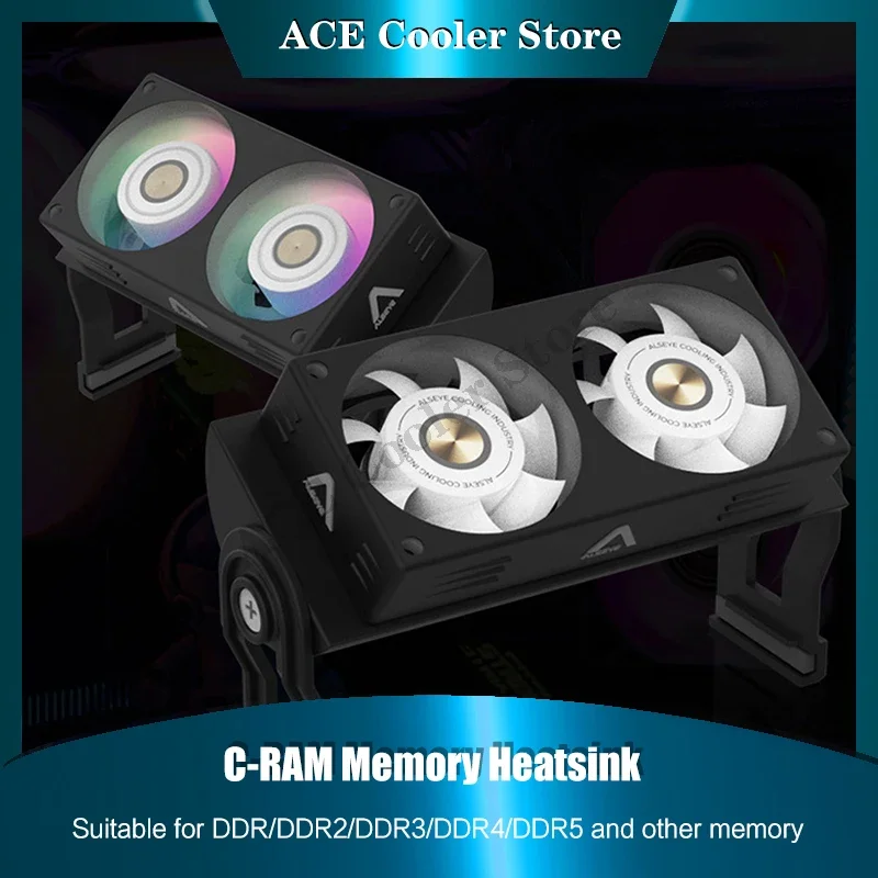 

Охладитель оперативной памяти Alseye для DDR3/DDR4/DDR5 5 В ARGB, синхронный разгон, контроль температуры, двойные вентиляторы